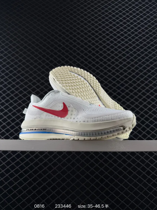 Nike White Red Engineered Mesh Upper Visible Air Zoom Unit Running Shoes 4