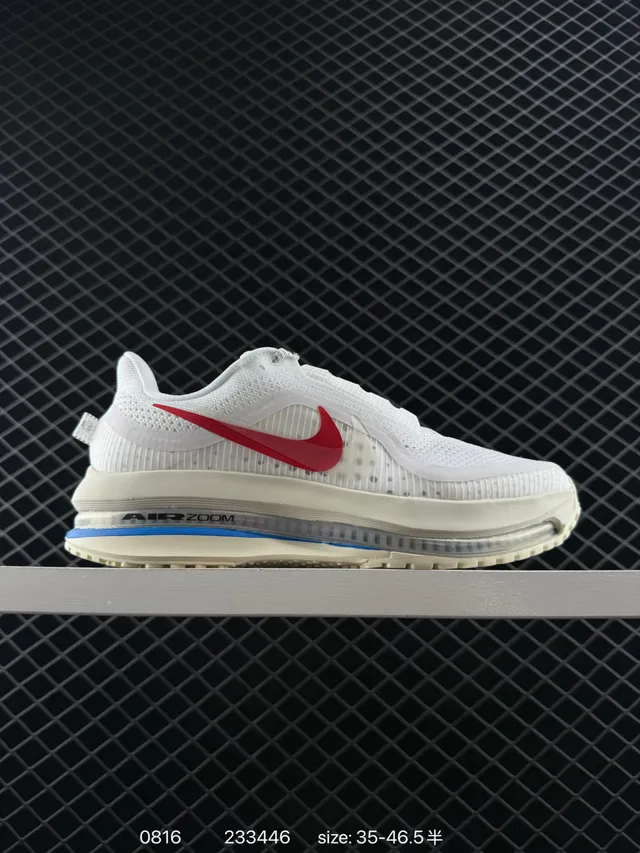 Nike White Red Engineered Mesh Upper Visible Air Zoom Unit Running Shoes 5