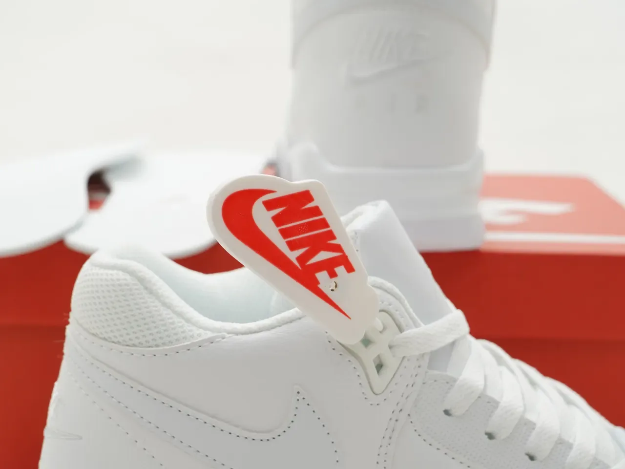 Nike White Red High-Top Leather Lifestyle Sneakers 3