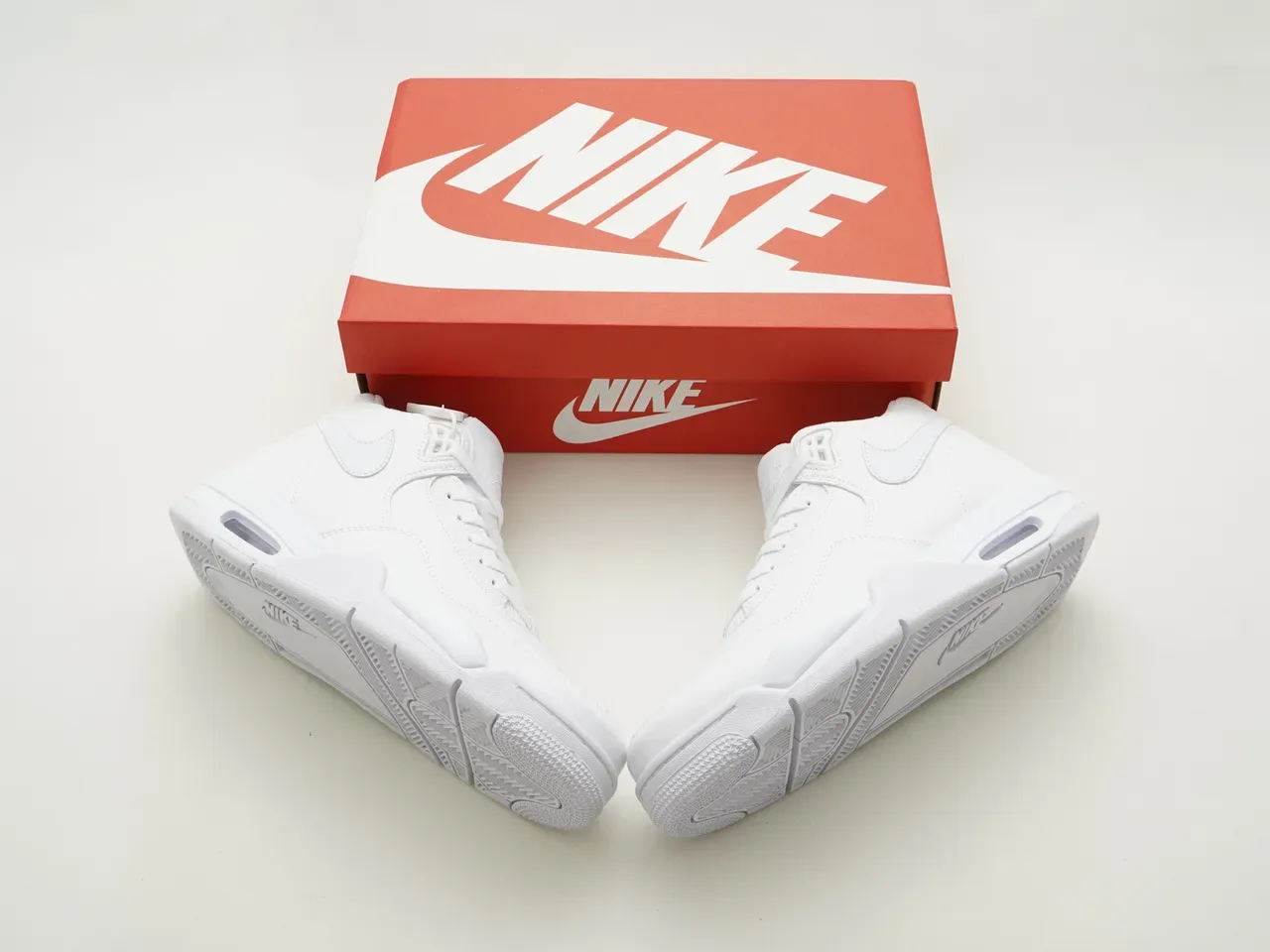 Nike White Red High-Top Leather Lifestyle Sneakers 5