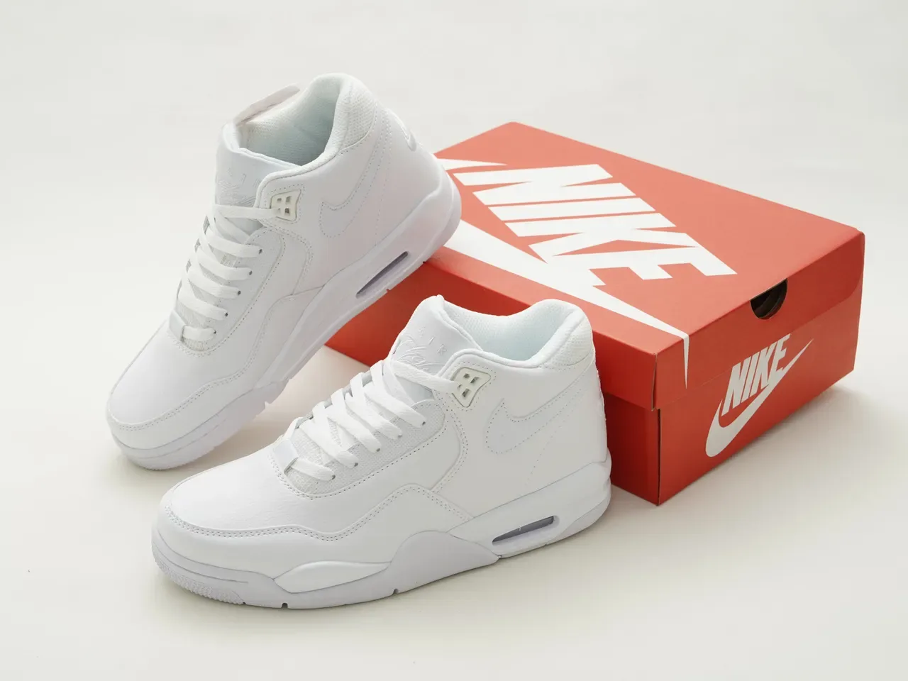 Nike White Red High-Top Leather Lifestyle Sneakers 6