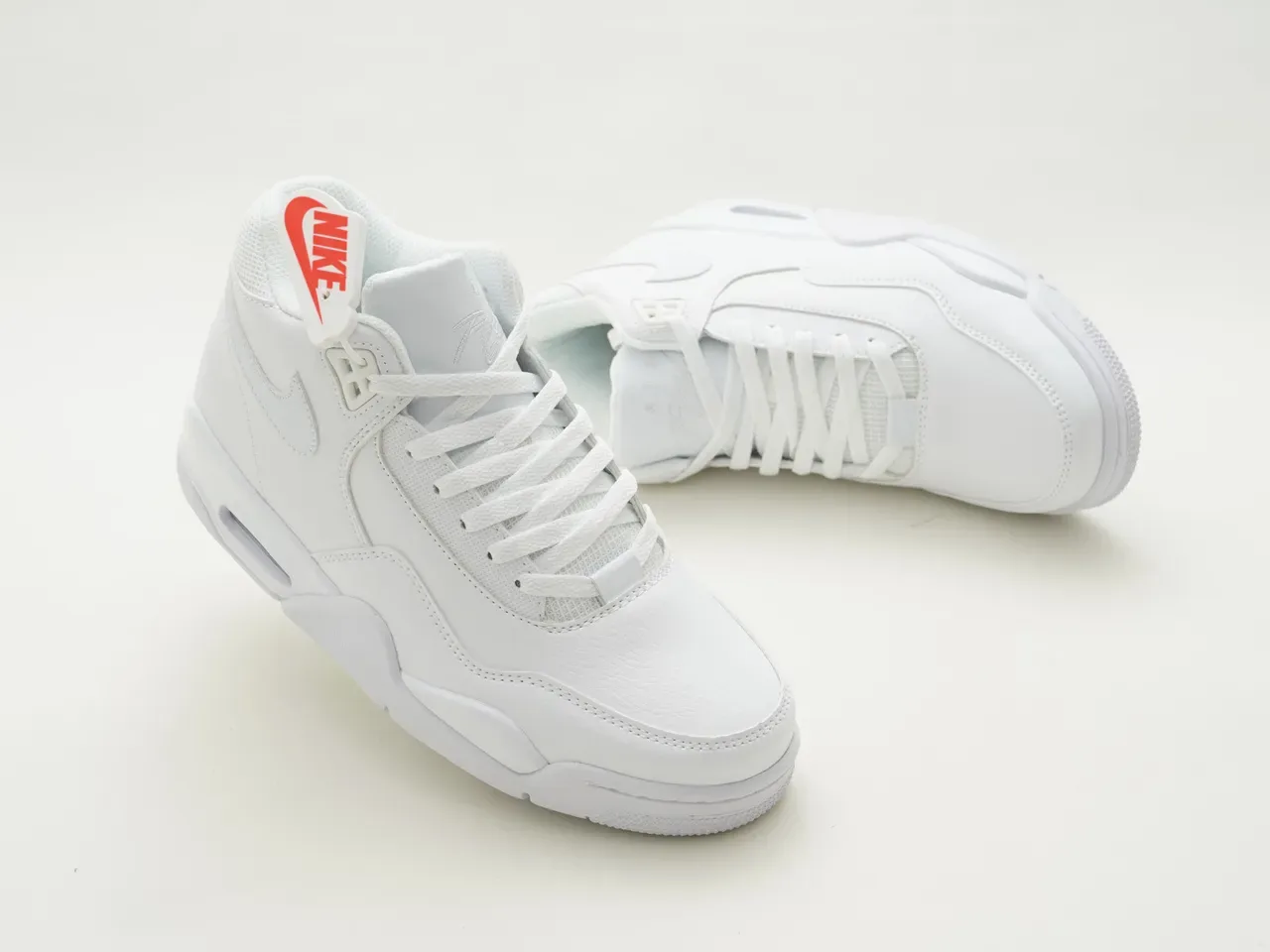 Nike White Red High-Top Leather Lifestyle Sneakers 7