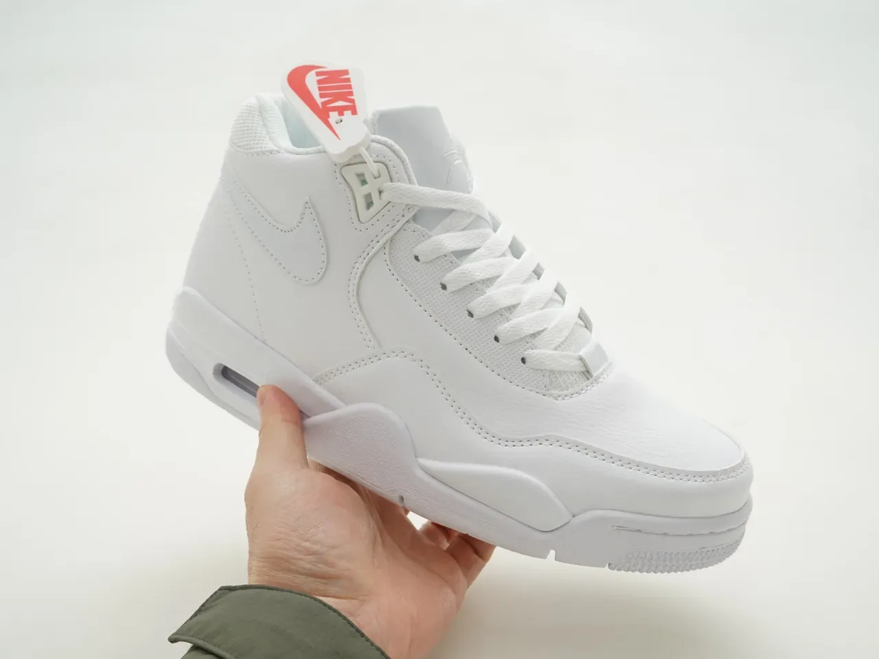 Nike White Red High-Top Leather Lifestyle Sneakers 8