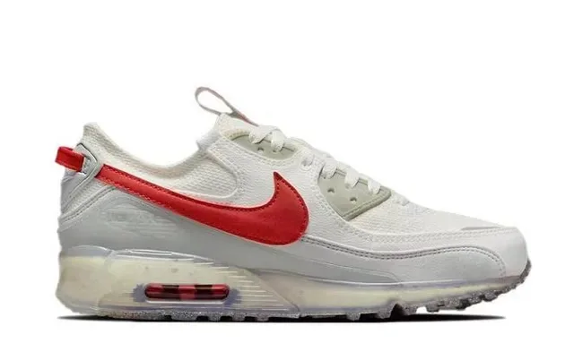 Nike White Red Low-Top Mesh And Synthetic Upper Lifestyle Sneakers 6