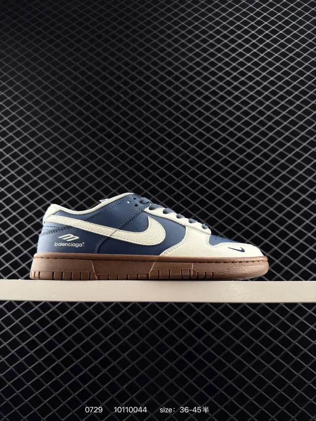 Nike x Balenciaga Dunk Low Navy and Cream Lifestyle Sneakers 7