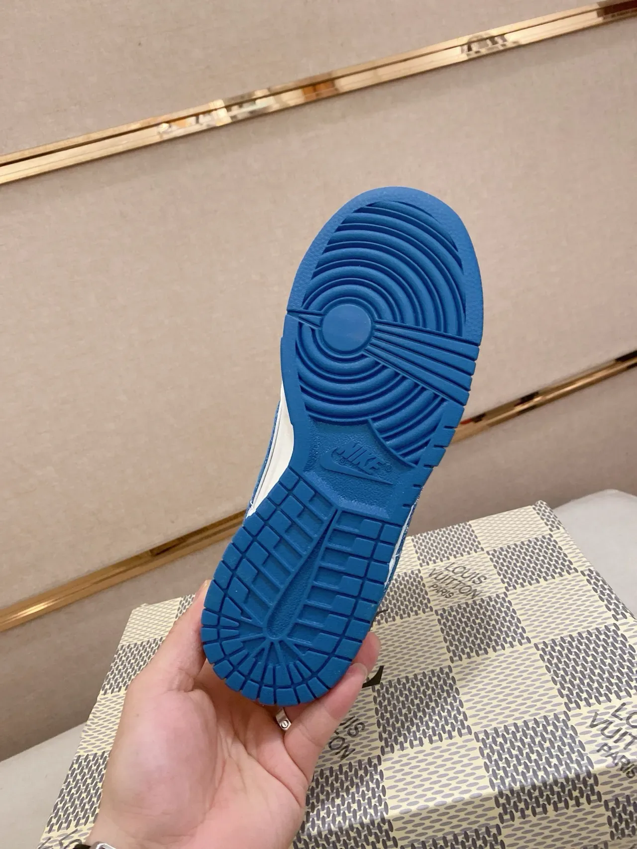 Nike x Louis Vuitton Dunk Low White and Blue Monogram Lifestyle Sneakers 9
