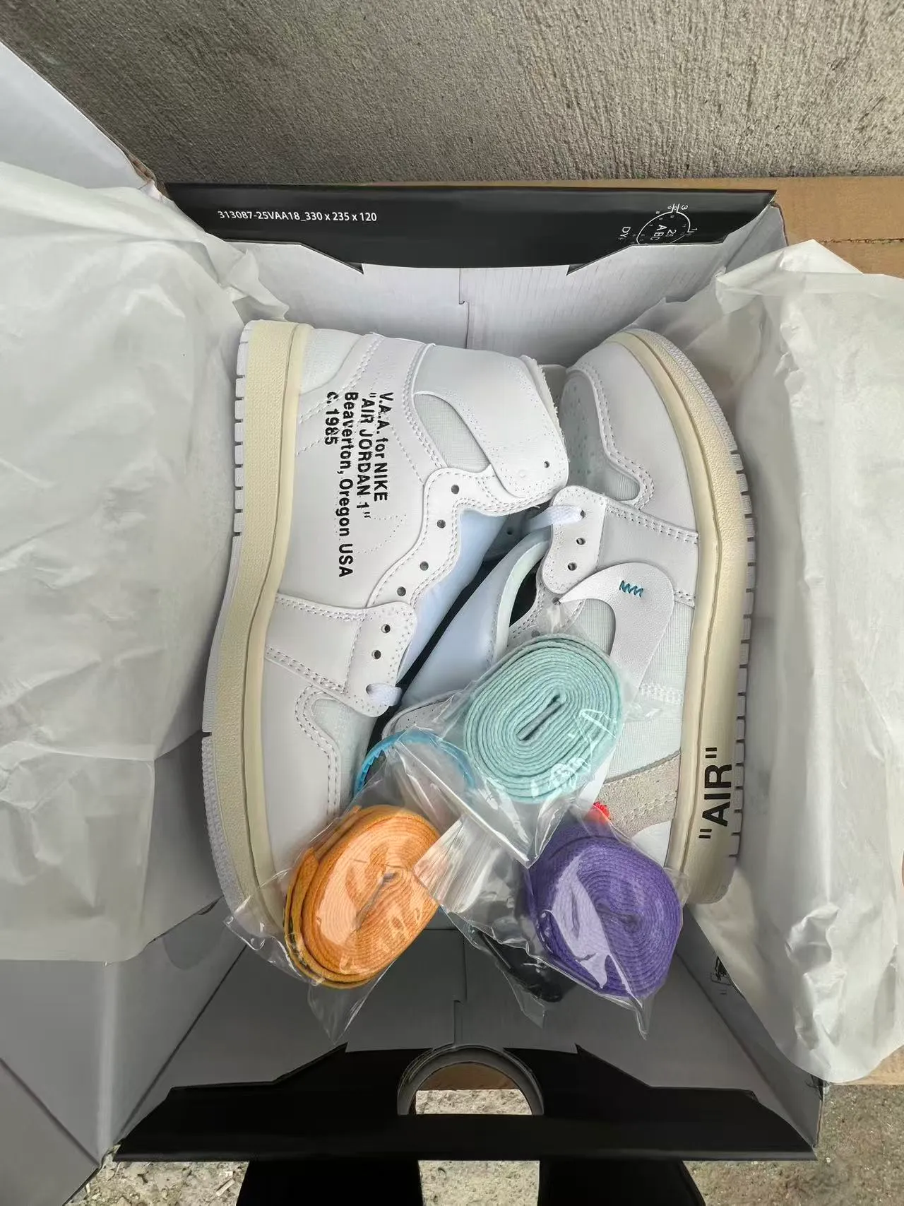 Nike x Off-White Air Jordan 1 White Industrial Zip-Tie Basketball Shoes 9