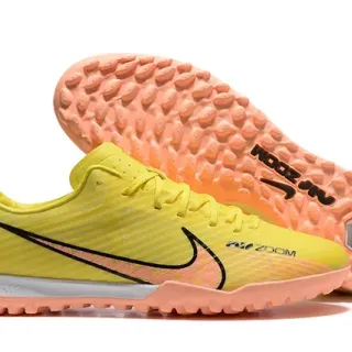 Nike أصفر برتقالي منخفض القطع جلد اصطناعي نسيج مموج ملعب اصطناعي أحذية كرة القدم