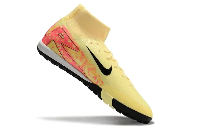 Nike Jaune Rose Flyknit Haut Col Chaussette Chaussures Football Gazon 2