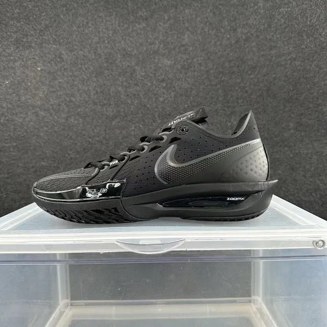 Nike Zoom BB Black Gray Perforated Mesh Metallic Swoosh Basketball Shoes 2