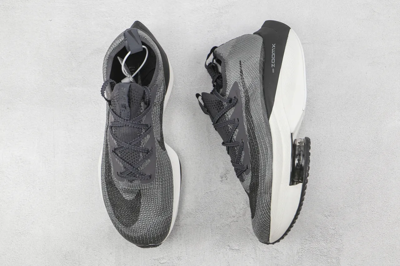 Nike ZoomX Vaporfly Gris Blanc Haut en Tricot Engineered Plaque en Fibres de Carbone de Longueur Complète Chaussures de Course 3