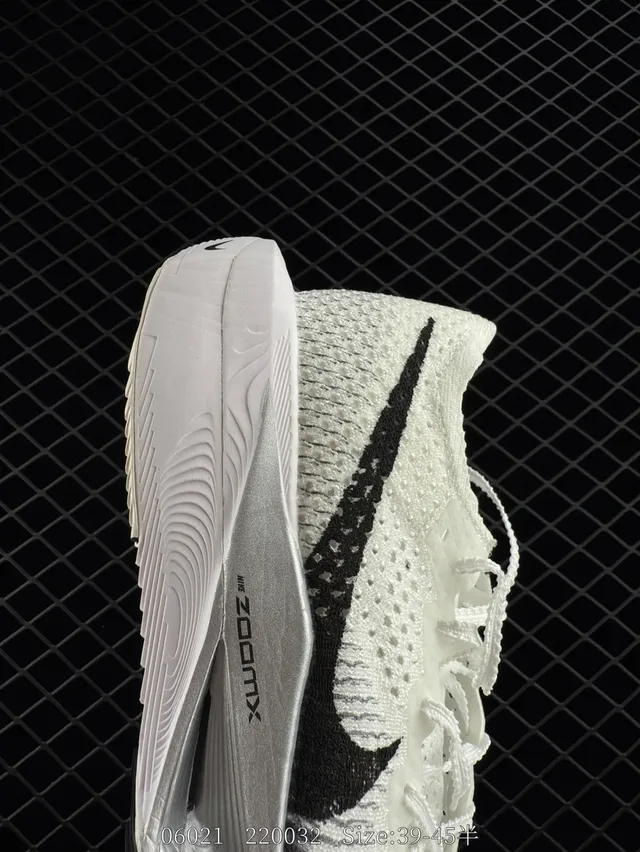 Nike ZoomX White Black Engineered Knit Upper Asymmetric Lacing Running Shoes 4