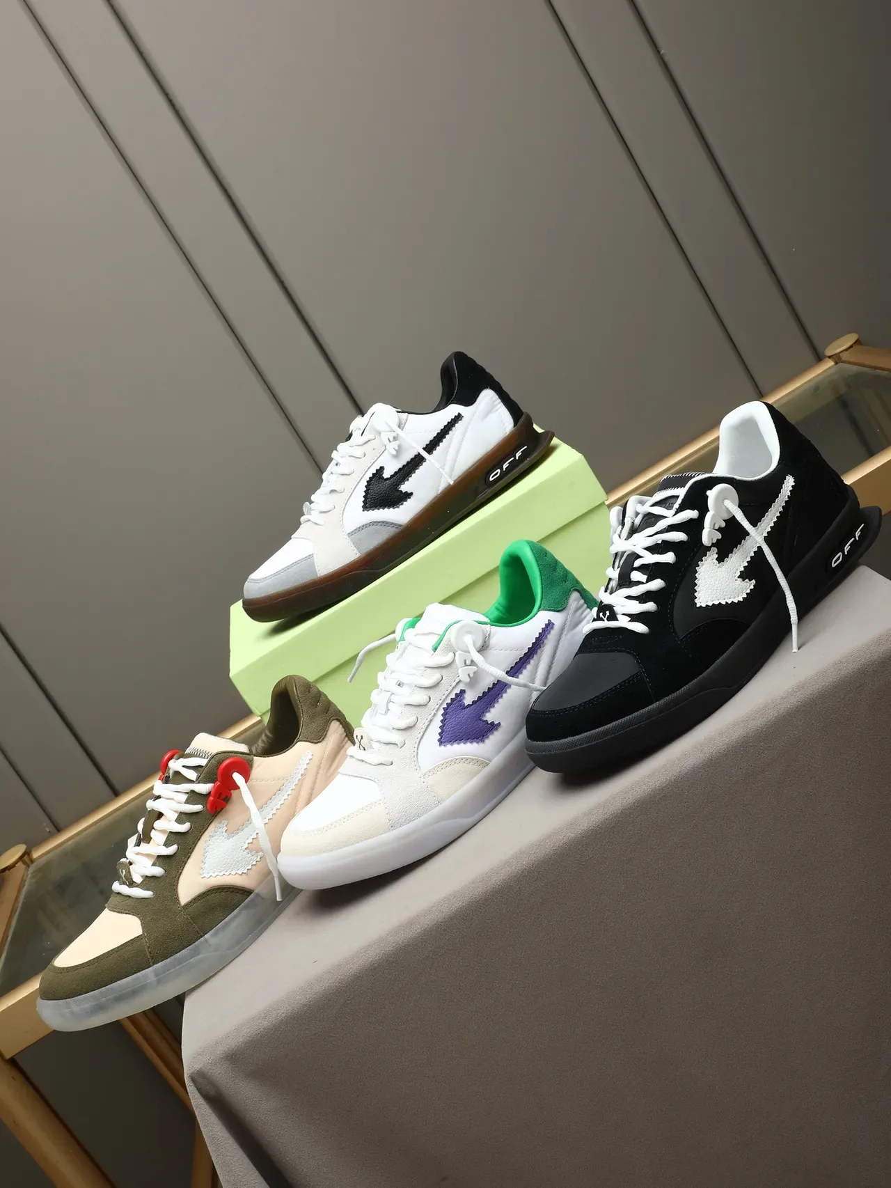 Off-White Army Green Beige Deconstructed Paneling Industrial Zip-Tie Laces Lifestyle Sneakers 2