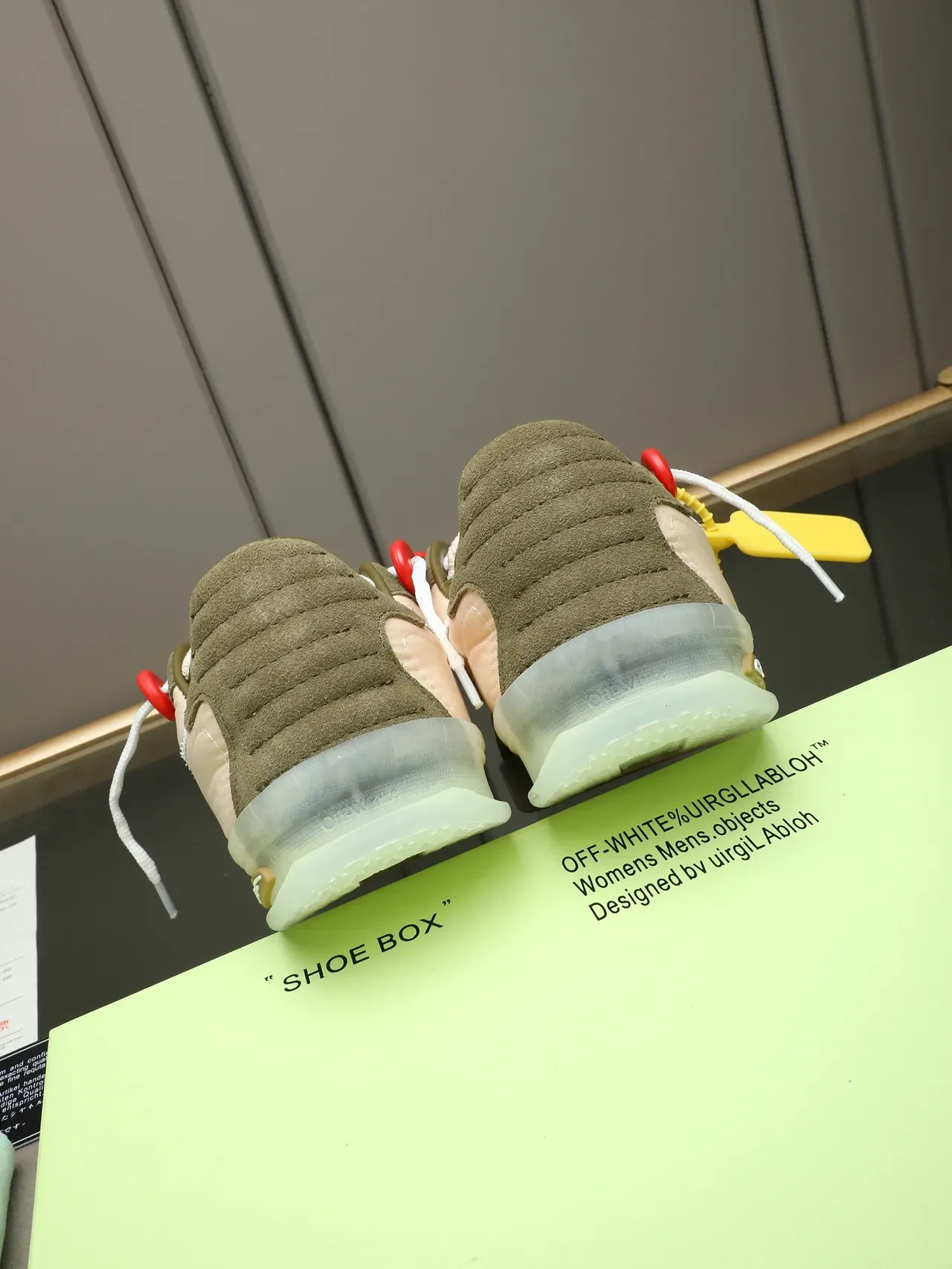 Off-White Army Green Beige Deconstructed Paneling Industrial Zip-Tie Laces Lifestyle Sneakers 4