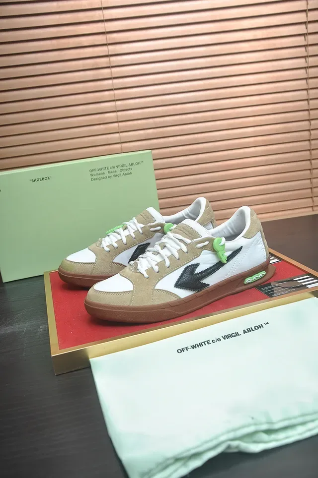 Off-White Beige Green Low-Top Baskets en Matière Mixte Lifestyle 4
