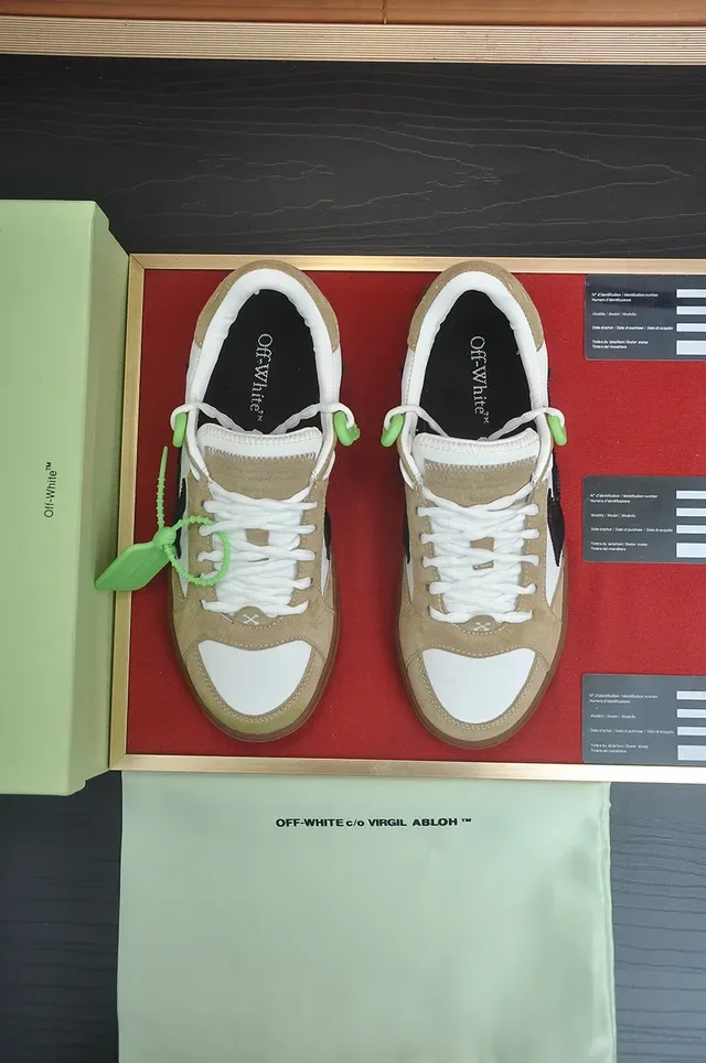 Off-White Beige Green Low-Top Baskets en Matière Mixte Lifestyle 5