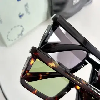 Off-White Black Brown Angular Rectangular Frames Double Bridge Construction Eyewear