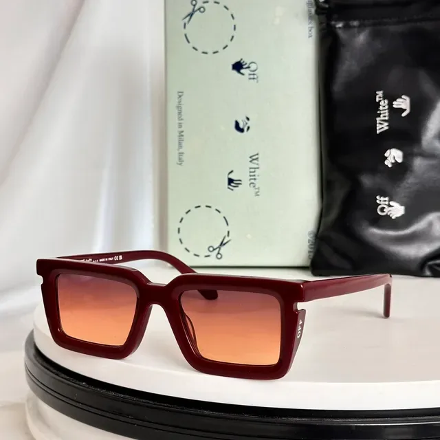 Off-White Black Brown Angular Rectangular Frames Double Bridge Construction Eyewear 5