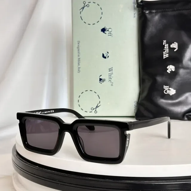 Off-White Black Brown Angular Rectangular Frames Double Bridge Construction Eyewear 6