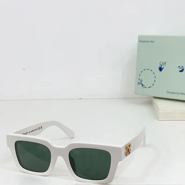 Off-White Black Gray Rectangular Frame Thick Acetate Sunglasses 9