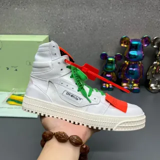 Off-White أحذية رياضية lifestyle خضراء عالية الارتفاع بتصميم صناعي ربط سحابي
