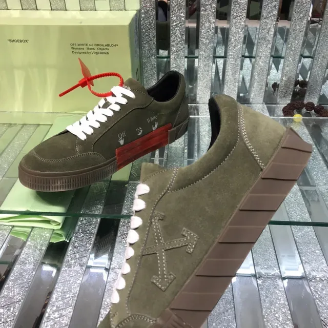 Off-White Industrial Low Vert Olive Daim Lifestyle Sneakers 6