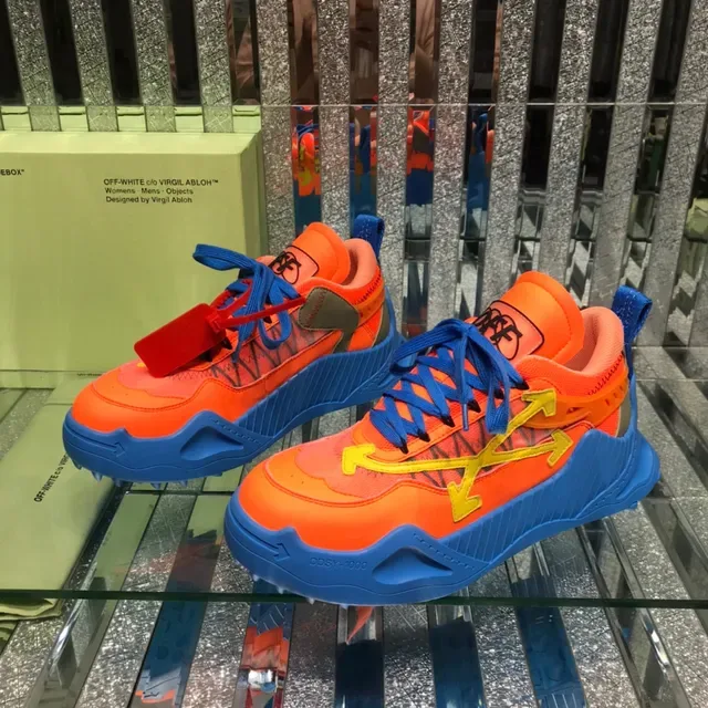 أوف-وايت رنر برتقالي أزرق أصفر Industrial Chunky Sneakers 8
