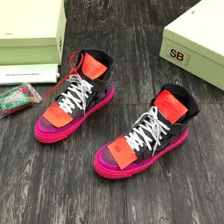 Off-White x Nike SB Dunk High أسود وردي برتقالي تاجات صناعية حذاء أسلوب حياة