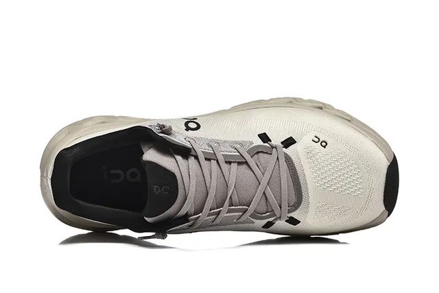 On Beige Black Engineered Mesh Upper Open Hexagonal CloudTec Pods Running Shoes 2