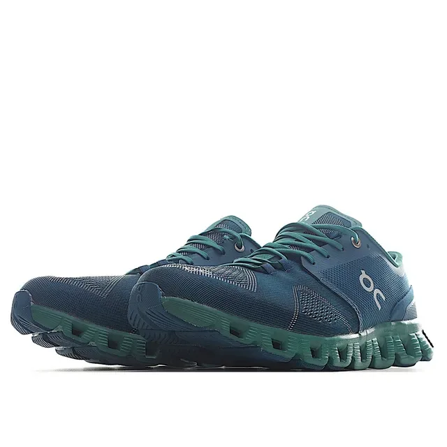 On Cloudmonster Navy and Teal Running Shoes 4