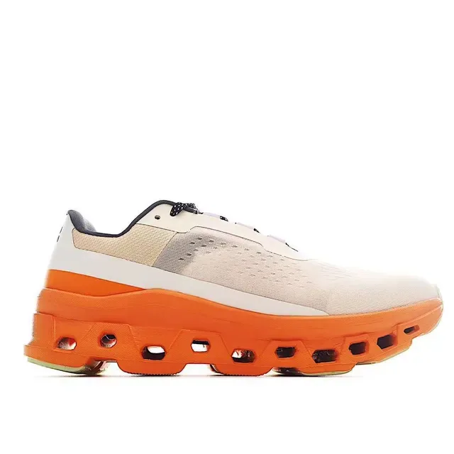 On Cloudmonster Orange and Cream حذاء رياضي أسلوب حياة 8