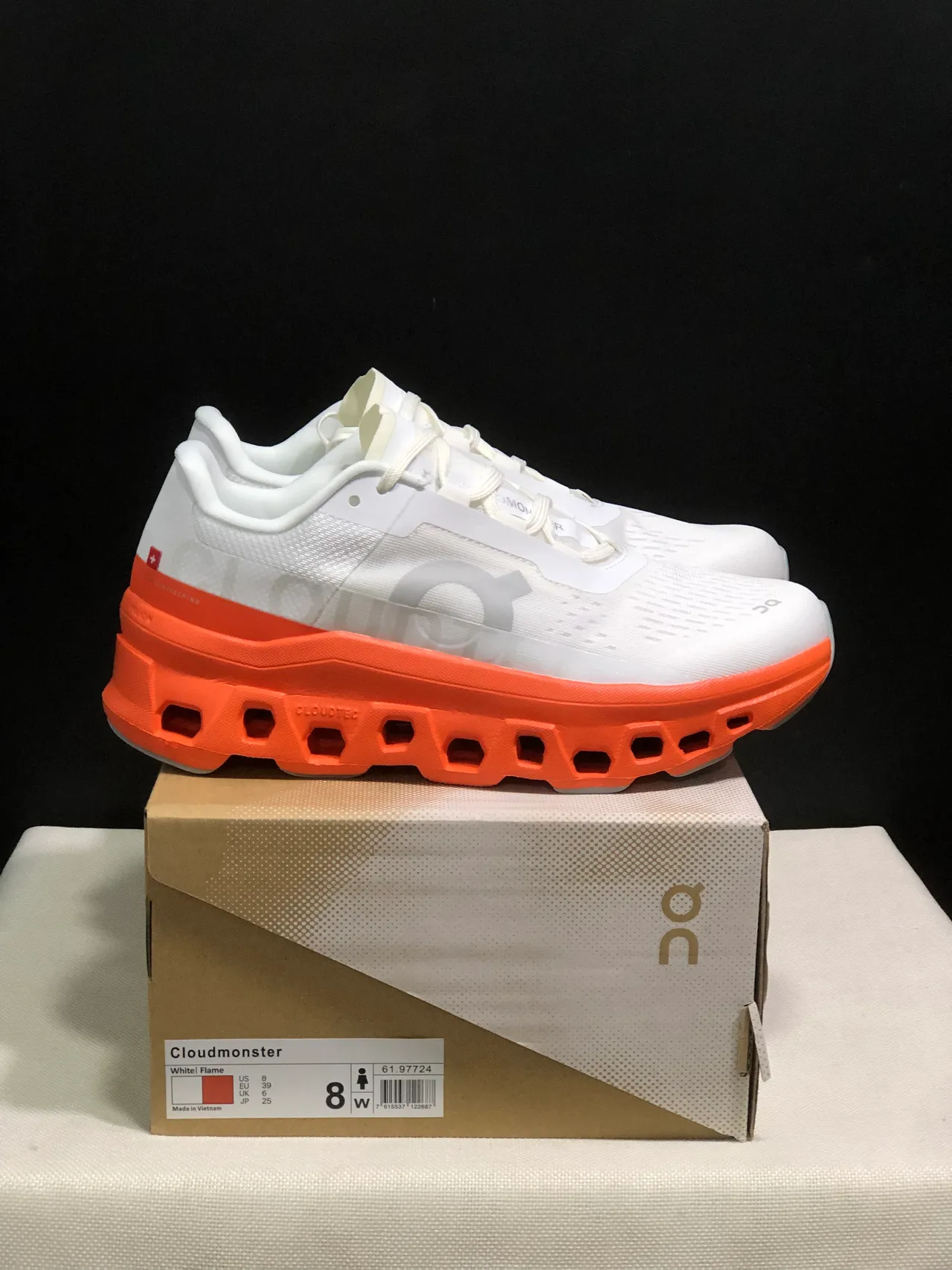 On Cloudmonster White Flame Running Shoes 2