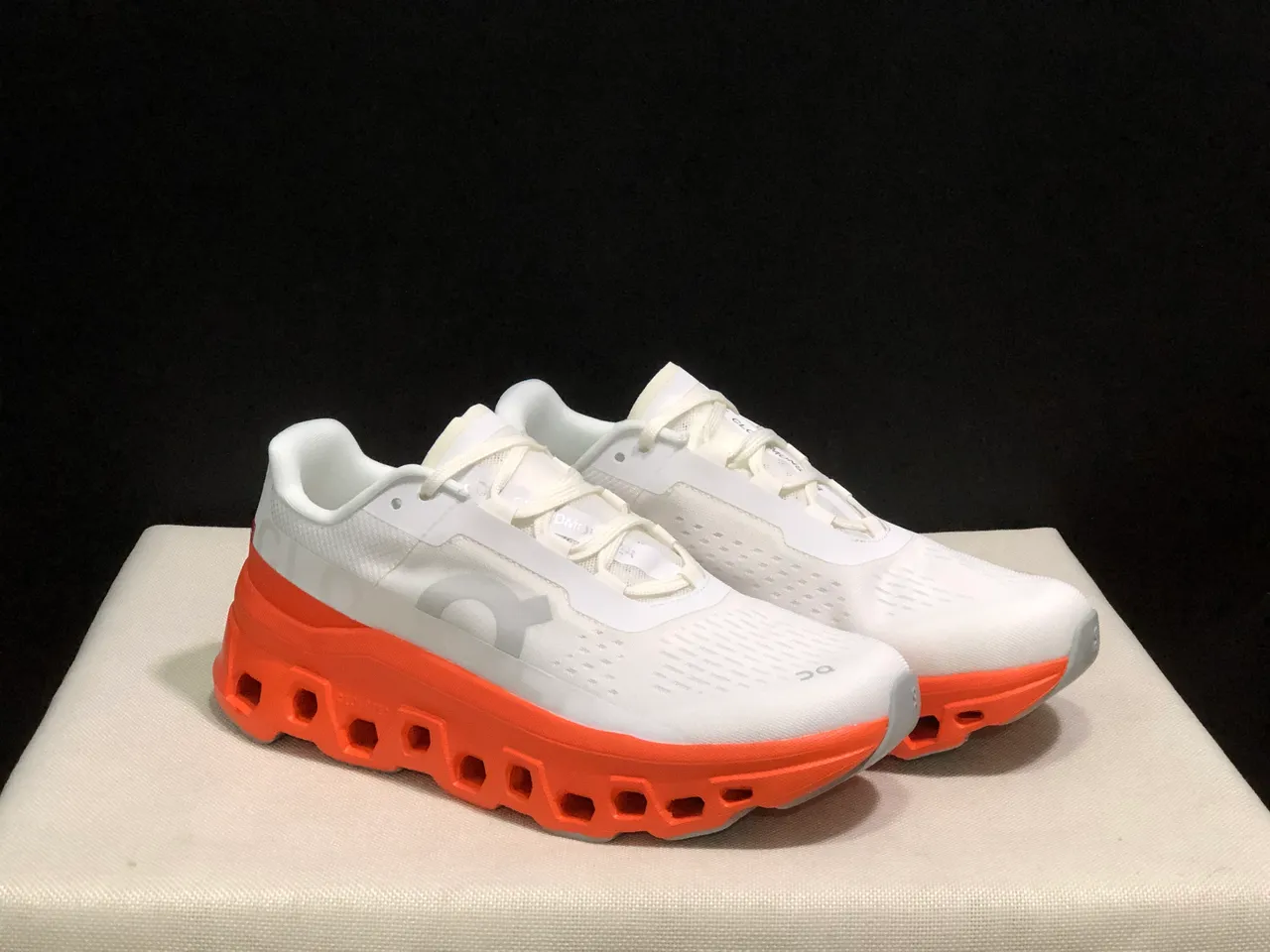 On Cloudmonster White Flame Running Shoes 6