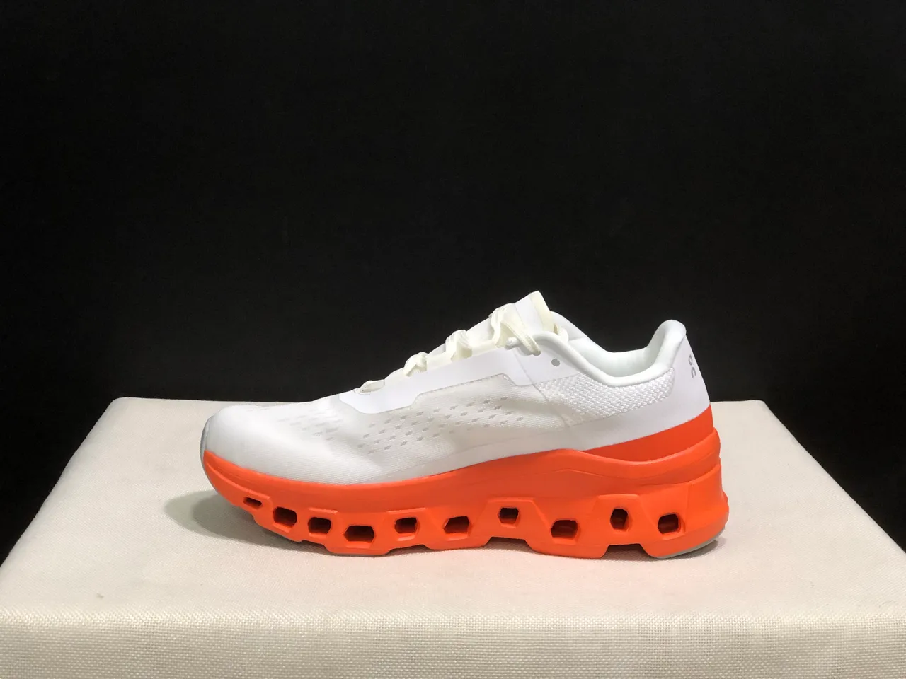On Cloudmonster White Flame Running Shoes 7