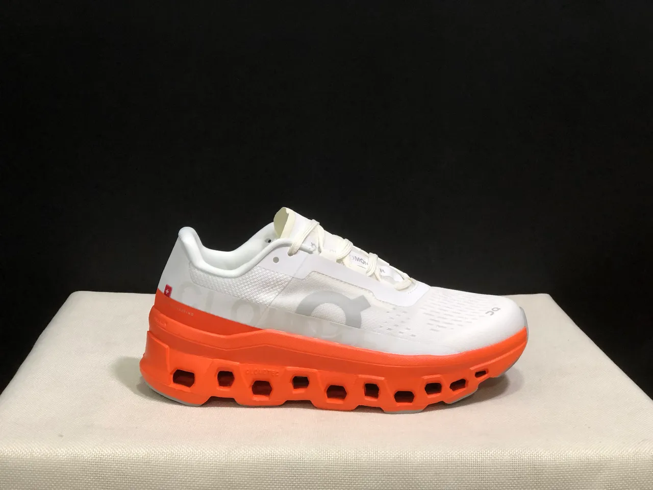 On Cloudmonster White Flame Running Shoes 8