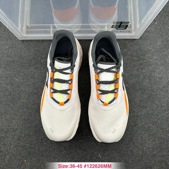 On Cloudmonster White Orange Black Running Shoes 5