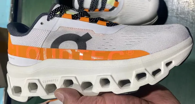 On Cloudmonster White Orange Black Running Shoes 10