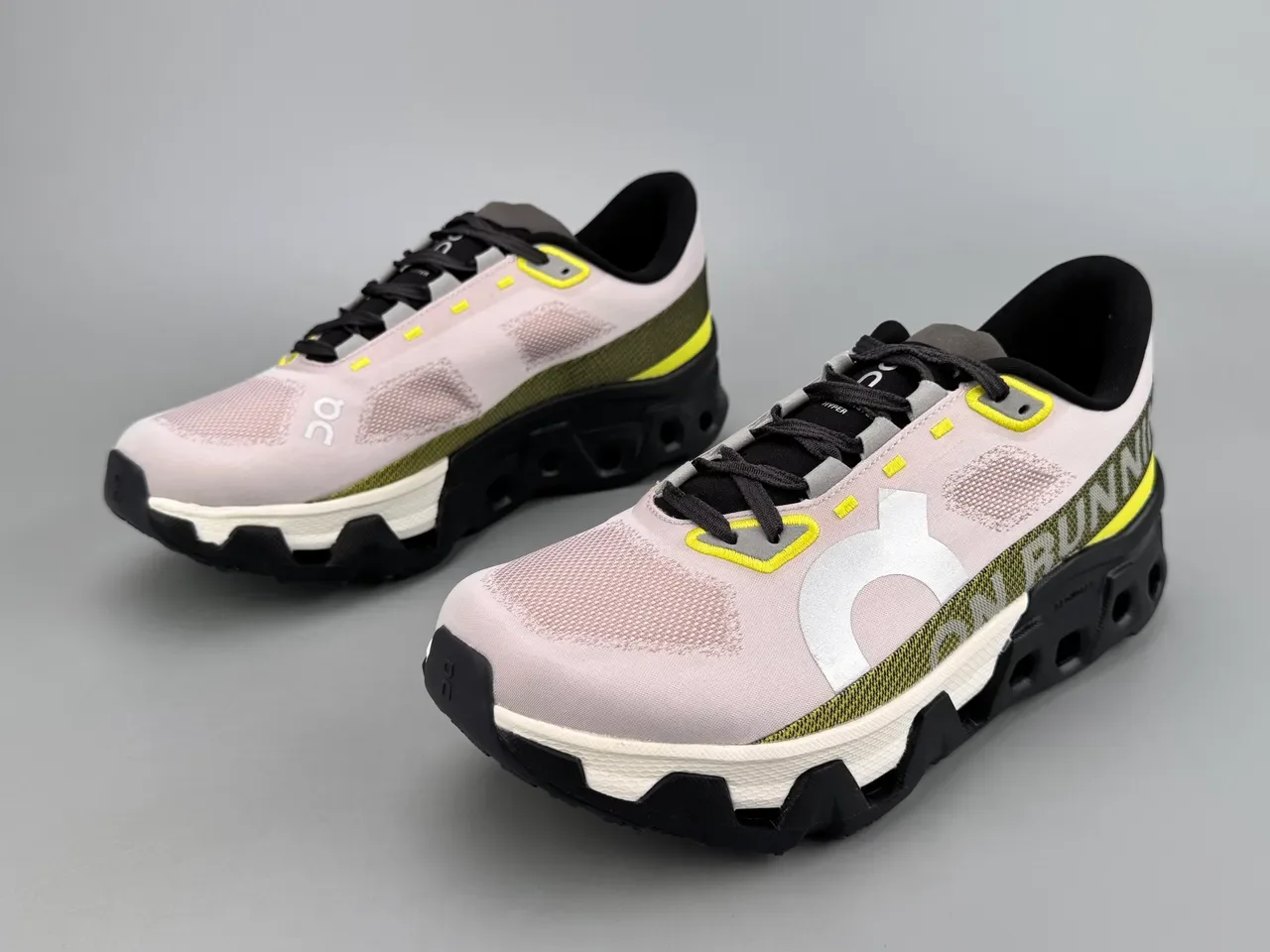 On Running Cloudmonster Pink Yellow Black Running Shoes 5