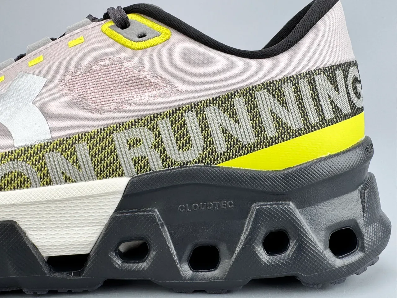 On Running Cloudmonster Pink Yellow Black Running Shoes 7