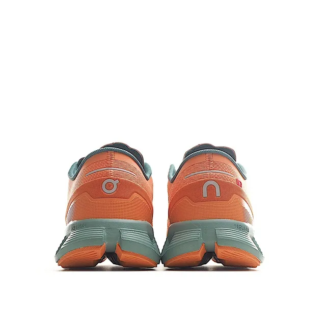 On Running حذاء برتقالي وأزرق أخضر Engineered Mesh Low-Top أحذية الجري 2