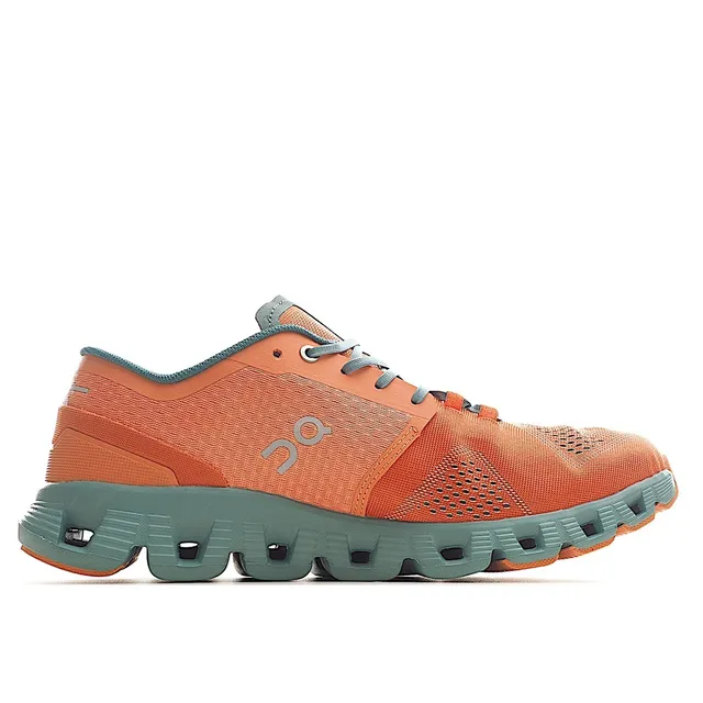 On Running حذاء برتقالي وأزرق أخضر Engineered Mesh Low-Top أحذية الجري 3