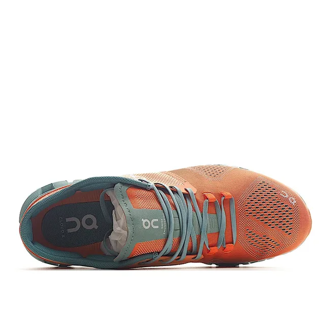 On Running حذاء برتقالي وأزرق أخضر Engineered Mesh Low-Top أحذية الجري 6