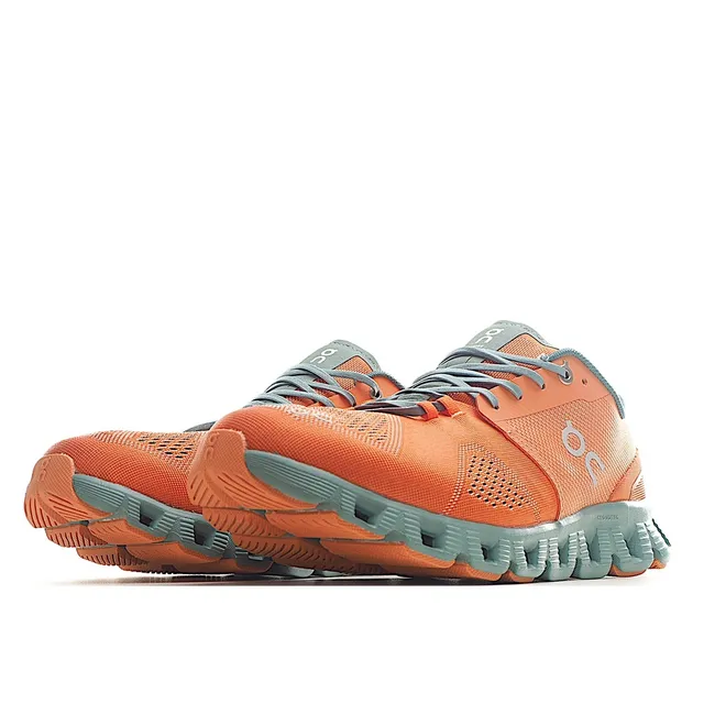 On Running حذاء برتقالي وأزرق أخضر Engineered Mesh Low-Top أحذية الجري 7