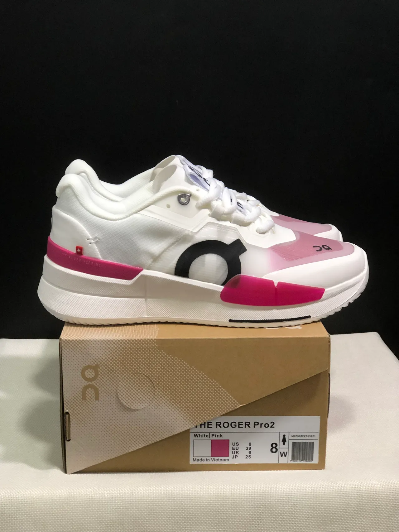 On THE ROGER Pro2 White Pink Running Shoes 2