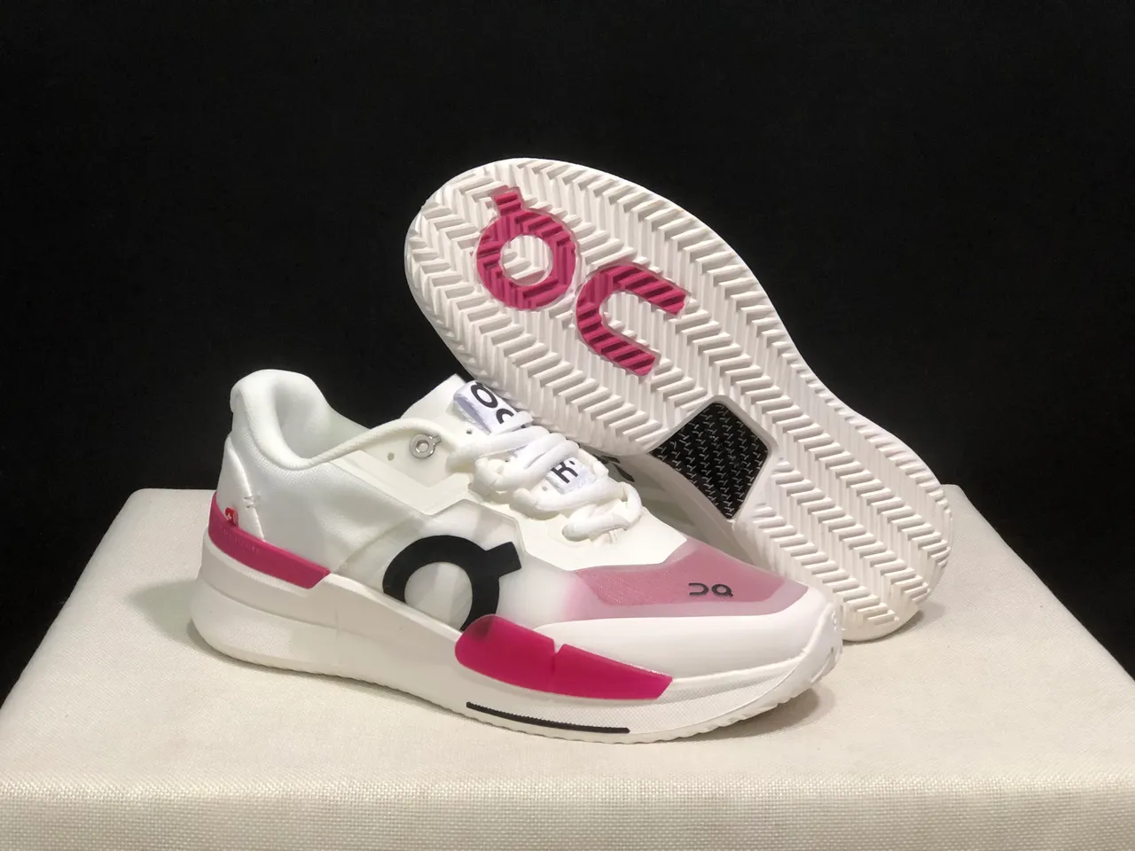 On THE ROGER Pro2 White Pink Running Shoes 5