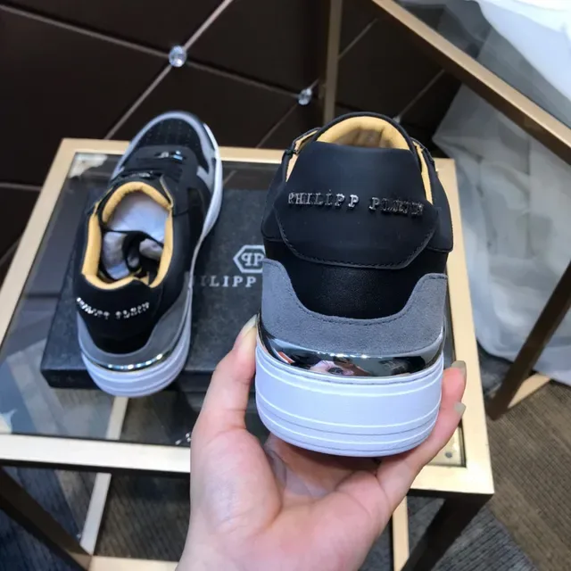 Philipp Plein Black and Gray Perforated Low-Top Lifestyle Sneakers 2
