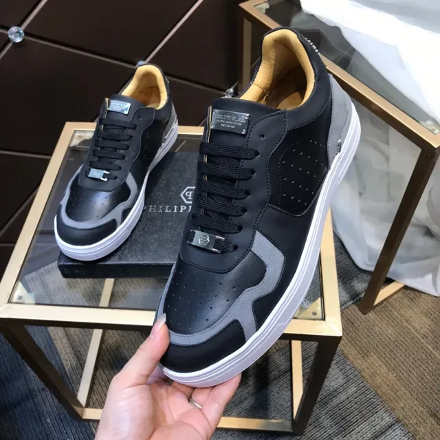 Philipp Plein Black and Gray Perforated Low-Top Lifestyle Sneakers 3