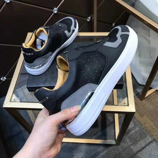 Philipp Plein Black and Gray Perforated Low-Top Lifestyle Sneakers 4