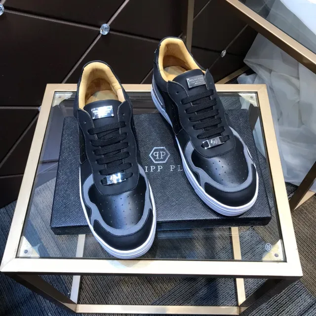Philipp Plein Black and Gray Perforated Low-Top Lifestyle Sneakers 5