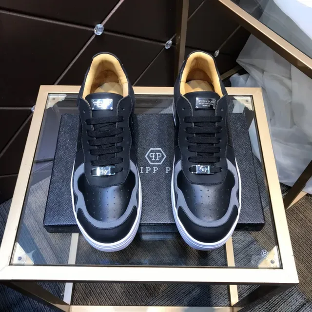 Philipp Plein Black and Gray Perforated Low-Top Lifestyle Sneakers 8